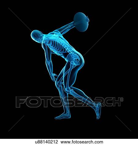 Stock Image - Athlete throwing discus, illustration. Fotosearch