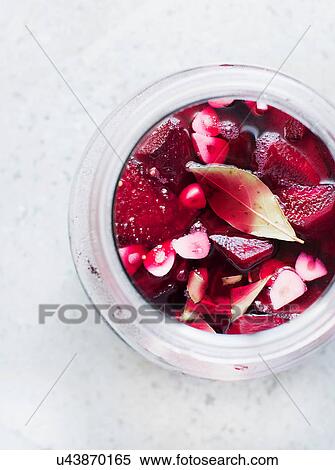 Beetroot, garlic and sage pickle in jar View Large Photo Image Stock Photography - Beetroot, garlic and sage pickle in jar. Fotosearch