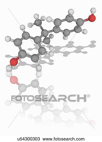 Stock Image - Bisphenol A (BPA) organic compound molecule. Fotosearch