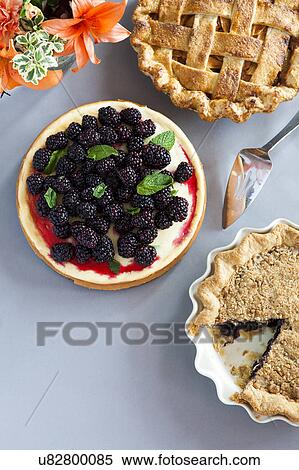 Stock Photography - Blueberry cake and blueberries on plate. Fotosearch