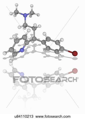 Stock Image - Brompheniramine drug molecule. Fotosearch