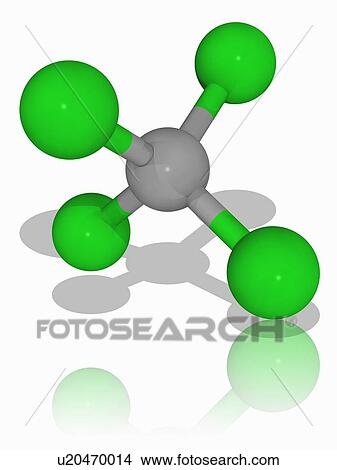 Picture - Carbon tetrachloride organic compound molecule. Fotosearch