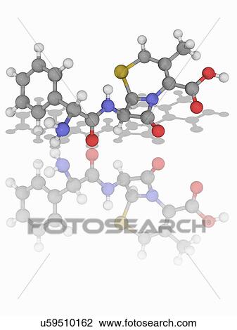 Stock Image - Cephalexin (Cefalexin) drug molecule. Fotosearch