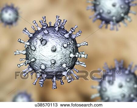 Stock Image - Chickenpox virus, illustration. Fotosearch