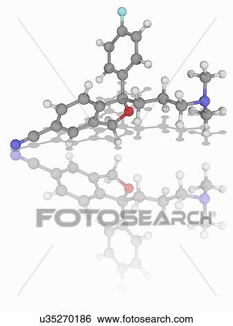 Stock Photograph - Citalopram drug molecule. Fotosearch