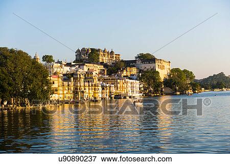 City Palace and Lake Pichola, Udaipur, Rajasthan, India View Large Photo Image Stock Photo - City Palace and Lake Pichola, Udaipur, Rajasthan, India. Fotosearch