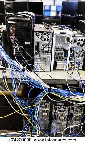 Computers connected with many cables View Large Photo Image Stock Image - Computers connected with many cables. Fotosearch