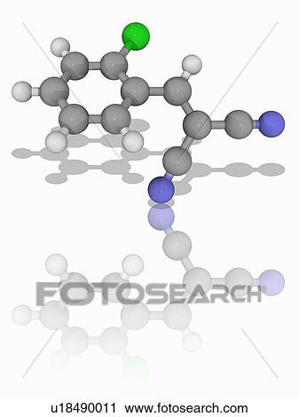 Stock Image - CS gas organic compound molecule. Fotosearch