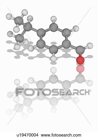Picture - Cuminaldehyde organic compound molecule. Fotosearch