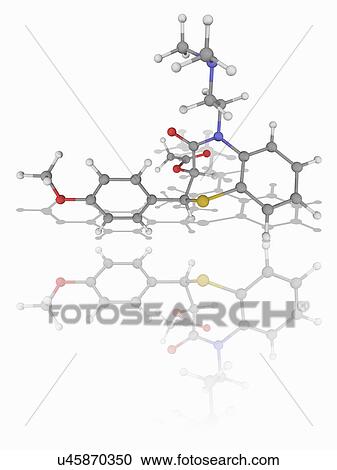 Stock Image - Diltiazem drug molecule. Fotosearch
