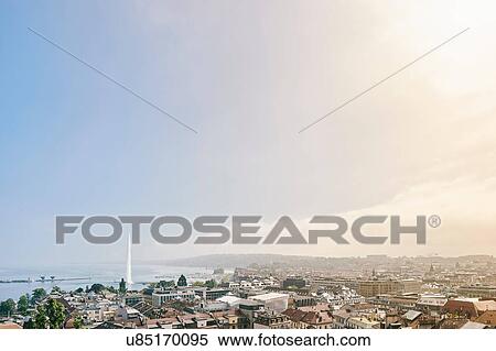 Distant view of Jet d'Eau, Geneva, Switzerland View Large Photo Image Stock Photography - Distant view of Jet d'Eau, Geneva, Switzerland. Fotosearch
