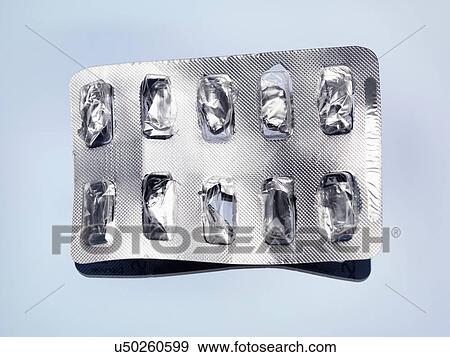 Empty foil packaging of drugs View Large Photo Image Stock Photo - Empty foil packaging of drugs. Fotosearch