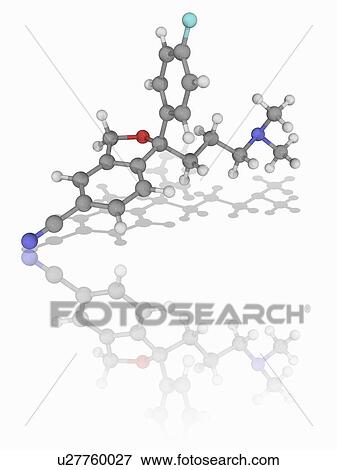 Stock Photo - Escitalopram drug molecule. Fotosearch