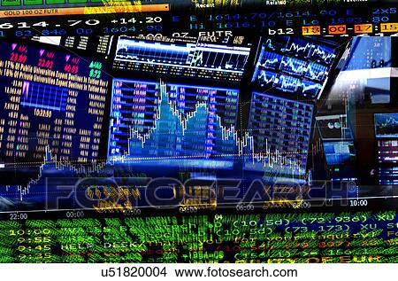 Financial figures on screens View Large Photo Image Picture - Financial figures on screens. Fotosearch