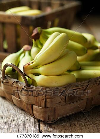 Stock Photography - Fresh organic fruit, baby bananas. Fotosearch