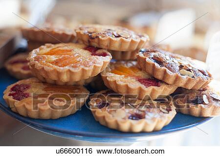 Fruit tarts stacked on plate View Large Photo Image Stock Photograph - Fruit tarts stacked on plate. Fotosearch
