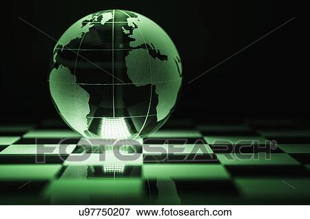 Stock Photo - Globe on chess board. Fotosearch