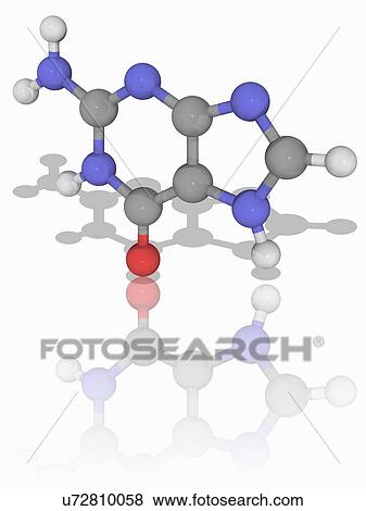 Stock Photo - Guanine organic compound molecule. Fotosearch