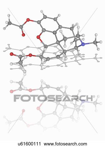 Stock Image - Heroin drug molecule. Fotosearch