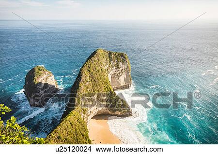 High angle view of rock formation and sea, Peluwang, South Coast, Nusa Penida, Indonesia View Large Photo Image Picture - High angle view of rock formation and sea, Peluwang, South Coast, Nusa Penida, Indonesia. Fotosearch