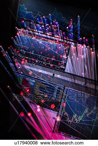 Stock Photo - Hologram of fiber optics and computer. Fotosearch