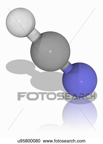 Stock Image - Hydrogen cyanide chemical compound molecule. Fotosearch