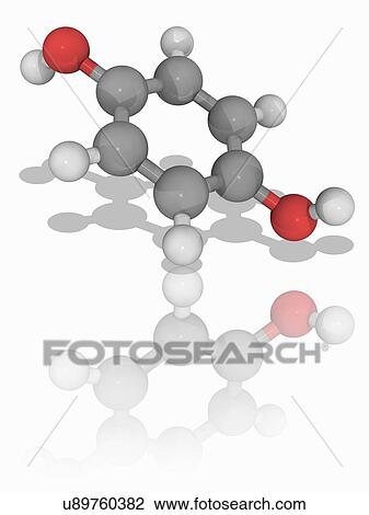Stock Image - Hydroquinone chemical compound molecule. Fotosearch