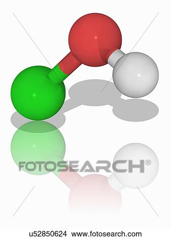Picture - Hypochlorous acid chemical compound molecule. Fotosearch