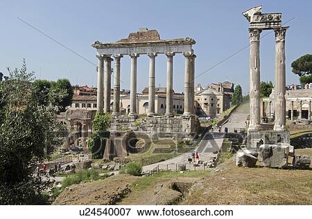 Stock Photo - Italy, Rome, Clear sky over Roman Forum. Fotosearch