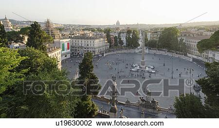 Stock Image - Italy, Rome, Sunny day over Piazza del Popolo. Fotosearch