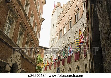 Picture - Italy, Siena, View of street in old town. Fotosearch