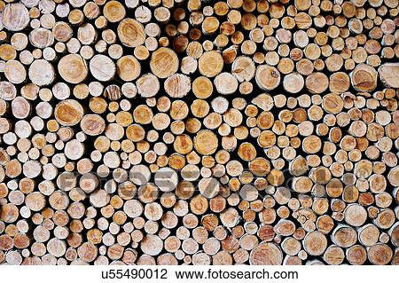 Stock Image - Large stack of logs. Fotosearch