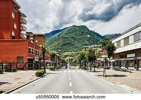 Stock Photography - Mountain town at start and end of Bernina Express railway, Tirano, Italy. Fotosearch