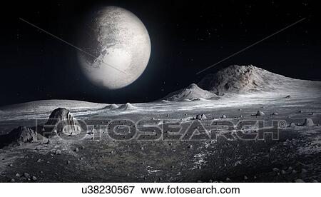 Pluto from the surface of Charon View Large Photo Image Stock Photo - Pluto from the surface of Charon. Fotosearch