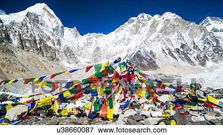 Stock Photo - Prayer flags, Mount Everest Trek, Nepal. Fotosearch