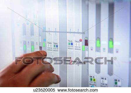 Stock Photography - Screen display of toll booth control room at bridge, close up. Fotosearch