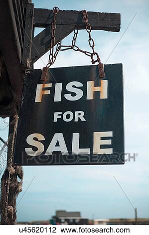 Stock Image - Shop sign at fish and chip shop, Southwold, Suffolk, UK. Fotosearch