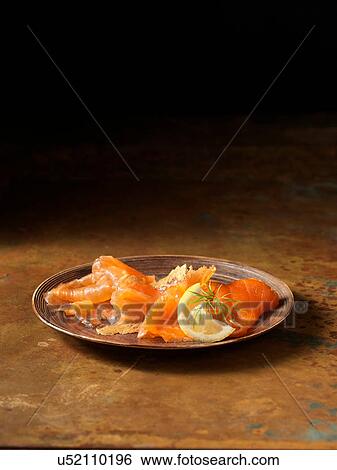Stock Photograph - Smoked scottish salmon and trout selection. Fotosearch