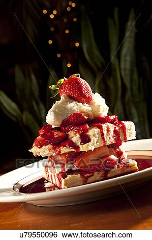 Stock Photograph - Strawberry shortcake on plate. Fotosearch