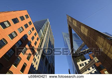 Stock Image - USA, Boston, Massachusetts, Buildings on Boston Waterfront. Fotosearch