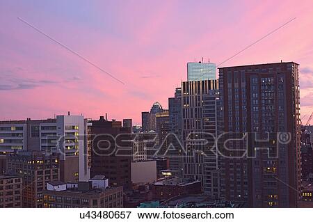 USA, Boston, Massachusetts, Pink sky over city View Large Photo Image Stock Photo - USA, Boston, Massachusetts, Pink sky over city. Fotosearch
