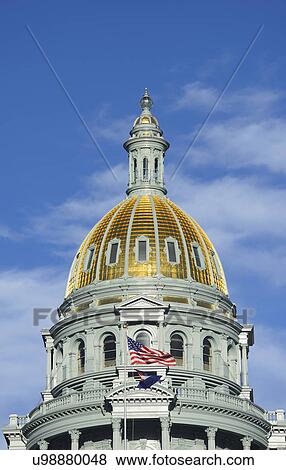 Stock Photo - USA, Colorado, Denver, Capitol State building against blue sky. Fotosearch