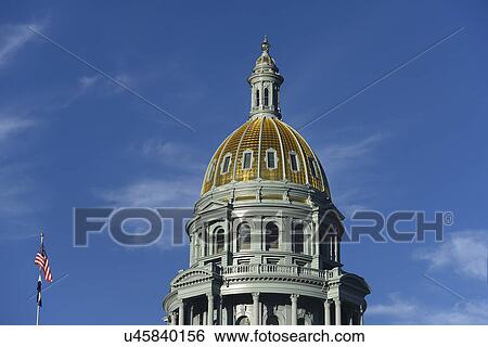 USA, Colorado, Denver, Capitol State building against blue sky View Large Photo Image Stock Photograph - USA, Colorado, Denver, Capitol State building against blue sky. Fotosearch