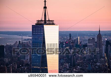 USA, New York State, New York City, One World Trade Center building at sunrise View Large Photo Image Stock Image - USA, New York State, New York City, One World Trade Center building at sunrise. Fotosearch