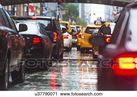 USA, New York State, New York City, Manhattan, Car traffic View Large Photo Image Stock Image - USA, New York State, New York City, Manhattan, Car traffic. Fotosearch