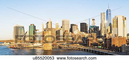 USA, New York State, New York City, Manhattan, City skyline with Brooklyn Bridge View Large Photo Image Stock Image - USA, New York State, New York City, Manhattan, City skyline with Brooklyn Bridge. Fotosearch