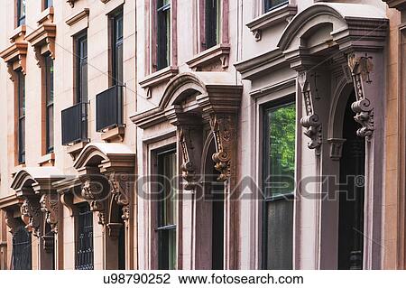 USA, New York State, New York City, Brooklyn, Facade of townhouses View Large Photo Image Stock Image - USA, New York State, New York City, Brooklyn, Facade of townhouses. Fotosearch