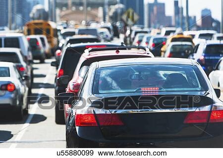 USA, New York State, New York City, Cars in traffic jam View Large Photo Image Stock Photo - USA, New York State, New York City, Cars in traffic jam. Fotosearch
