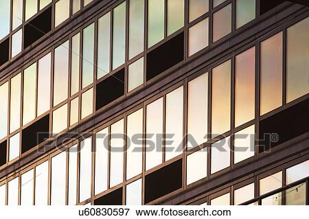 Stock Photo - USA, New York State, New York City, Manhattan, Facade of office building. Fotosearch