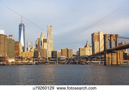 USA, New York State, New York City, Manhattan, Cityscape with Brooklyn Bridge View Large Photo Image Stock Photo - USA, New York State, New York City, Manhattan, Cityscape with Brooklyn Bridge. Fotosearch